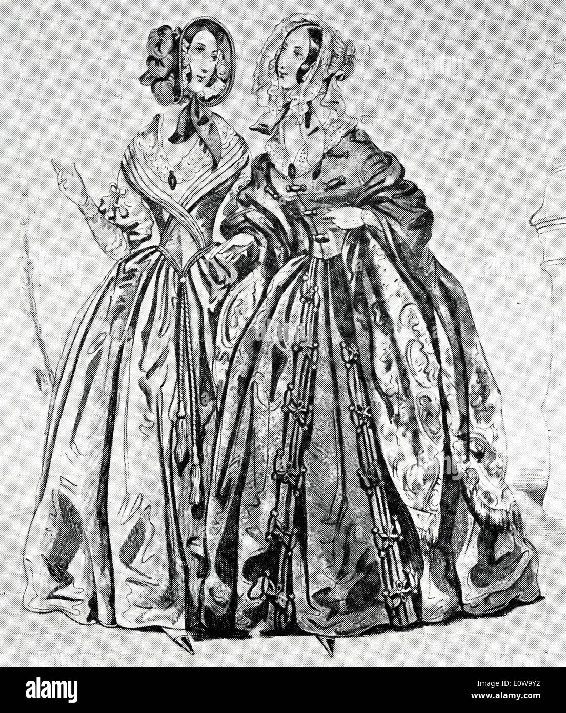 Xix secolo Victorian di moda femminile Foto Stock