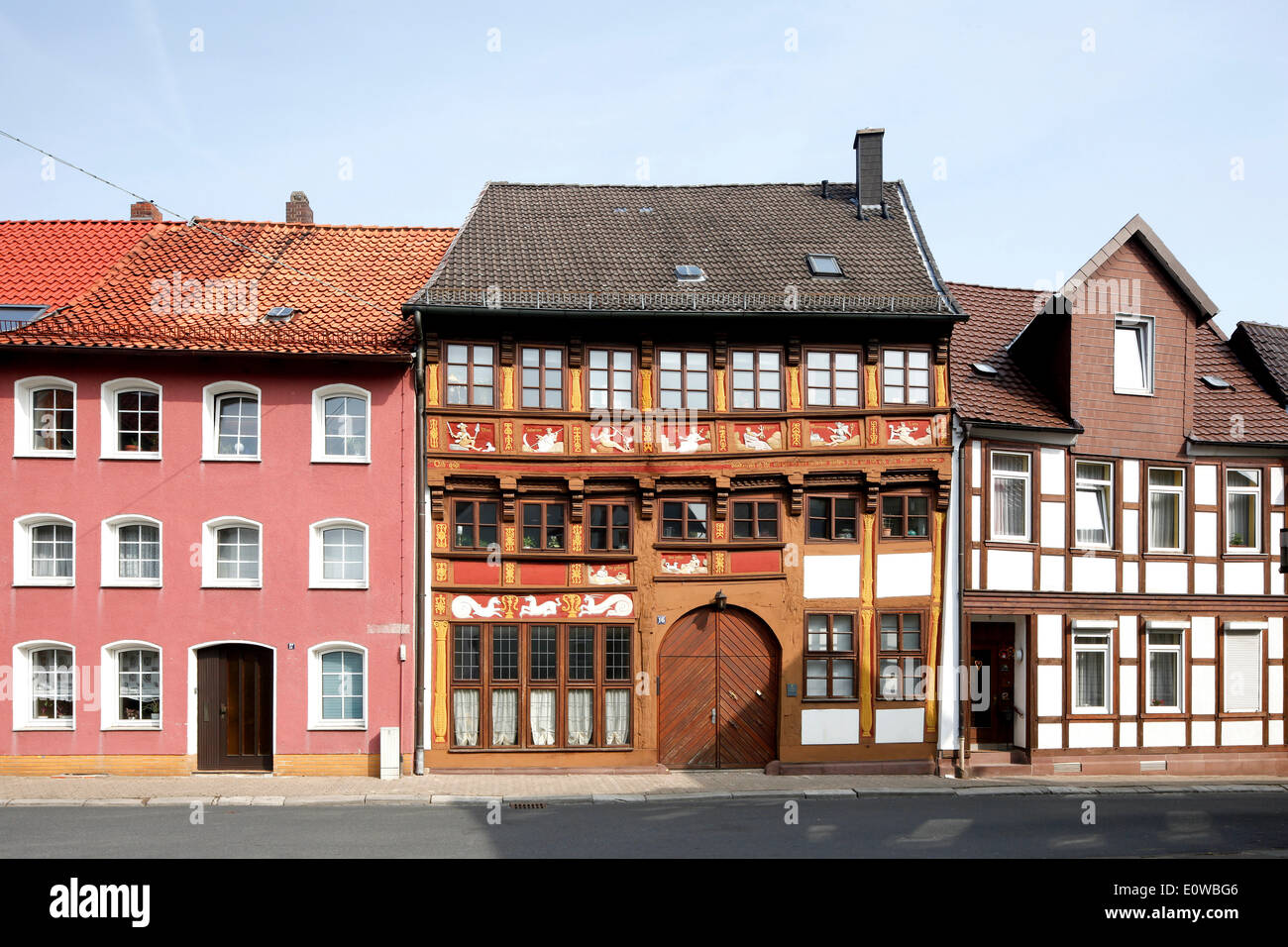 Pianeti House, edificio in stile rinascimentale, raffiguranti divinità romane come pianeti, casa in legno e muratura, Alfeld an der Leine Foto Stock