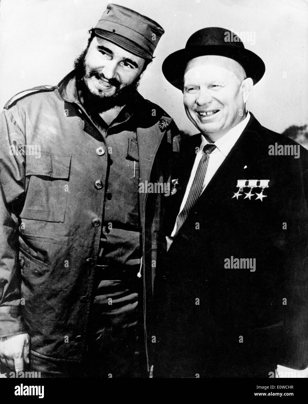 Fidel Castro visite Nikita Khrushchev Foto Stock