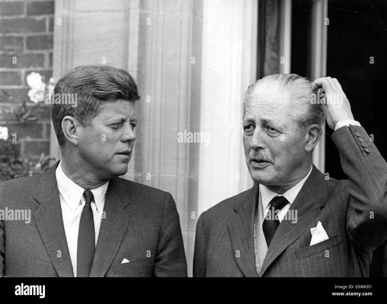 Il presidente Kennedy visite Harold Macmillan al boschetto di betulle Foto Stock