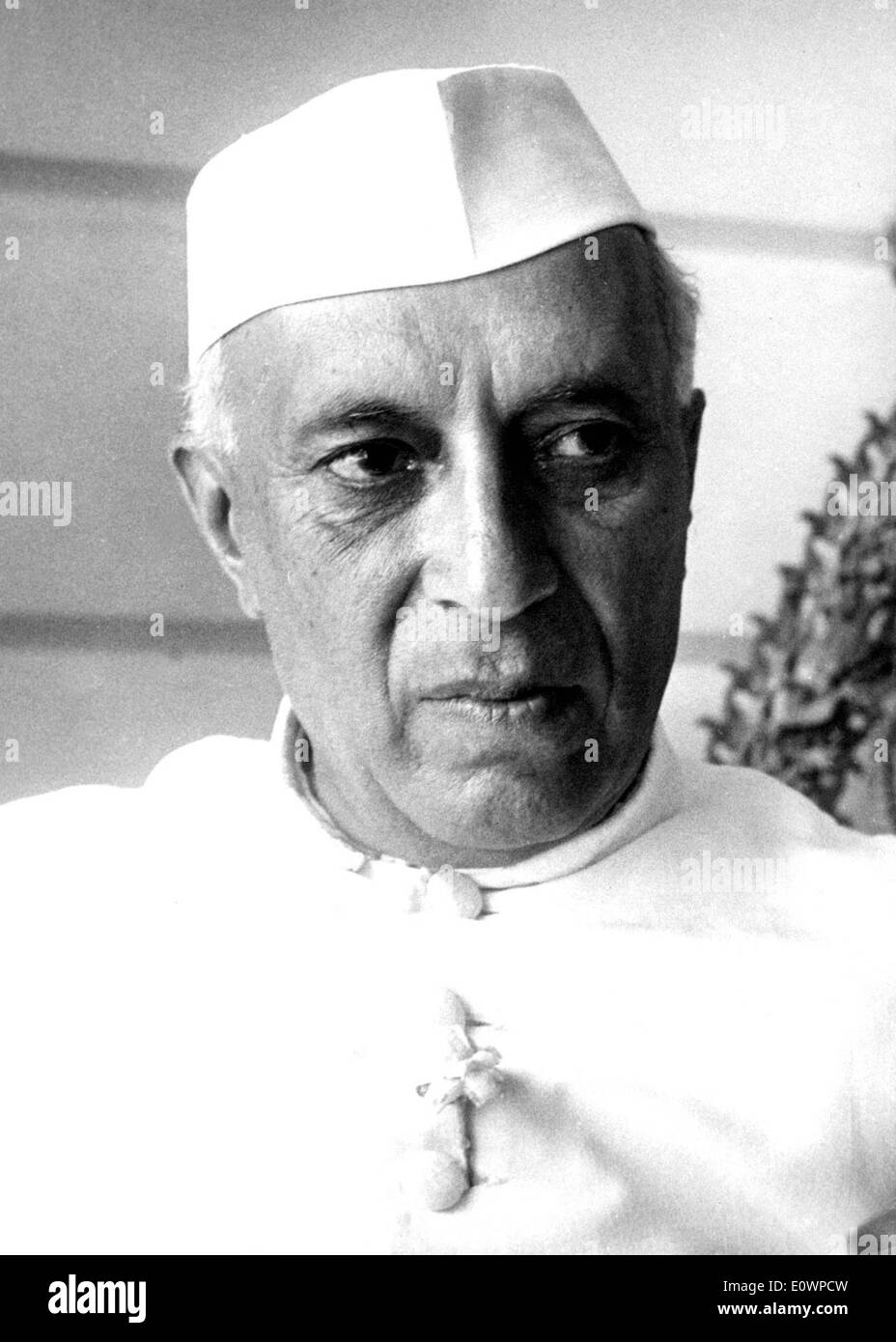 Close-up del Primo Ministro indiano Jawaharlal Nehru Foto Stock