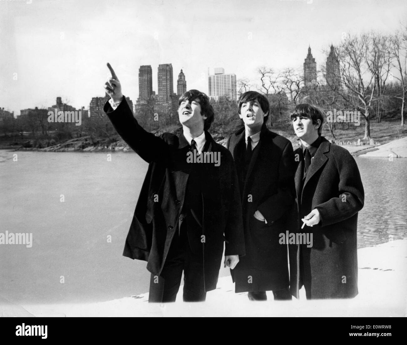 I Beatles Ringo Starr, Paul McCartney e John Lennon in Central Park Foto Stock