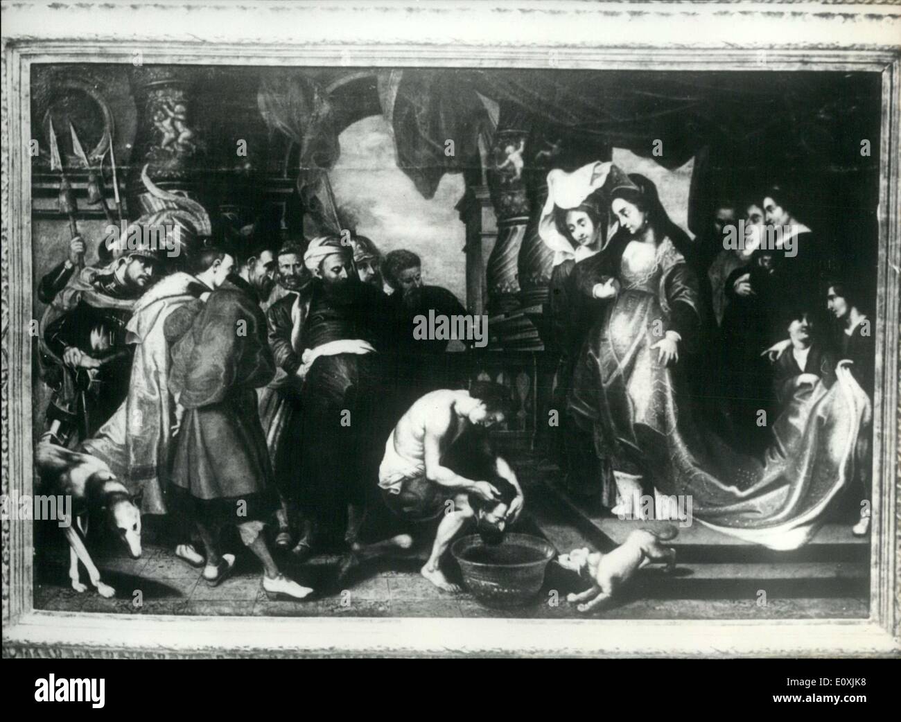 Febbraio 20, 1967 - 1,5 milioni di franchi svizzeri il furto di dipinti a Zurigo: dall'ufficio di un filmato Direttore di agenzia a Zurigo 4 dipinti furono rubati da un ladro - o ladri - al valore totale di 1,5 milioni di franchi svizzeri. Secondo la polizia non ha indizi sono stati lasciati, ma sembra che il numero di sospetti sarebbe piuttosto piccola. Il furto di quadri è molto rara e in Svizzera, e questo, erano un Rubens è coinvolto è piuttosto spettacolare. Ci sono stati rubati: ''decapitazione di Ciro'' da Rubens, 118 x 178 cm, assicurazioni value : 1 milioni di sw.fr. ''Testa di apostolo'', da Jordaens, 54 x 44, 400'000 sw fr Foto Stock