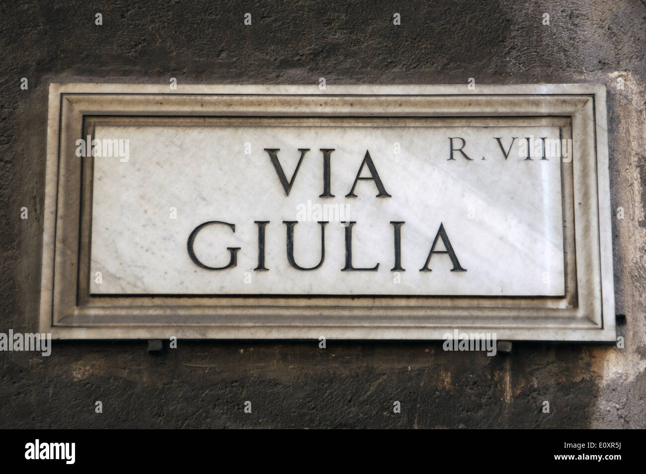 L'Italia. Roma. Via Giulia la placca. Il centro storico della città. Foto Stock