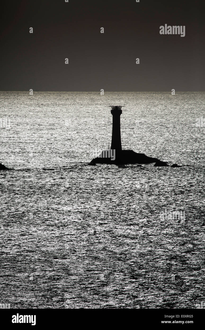 Land's End; Longships Lighthouse; Cornovaglia; Regno Unito Foto Stock