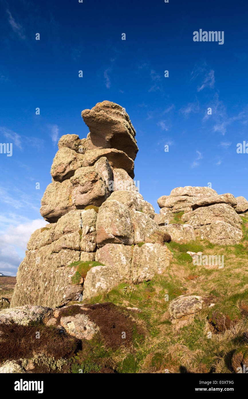 Land's End; granito; Cornovaglia; Regno Unito Foto Stock