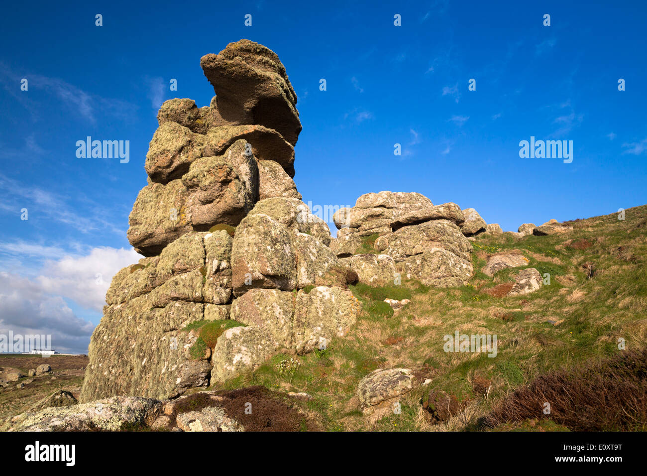 Land's End; granito; Cornovaglia; Regno Unito Foto Stock