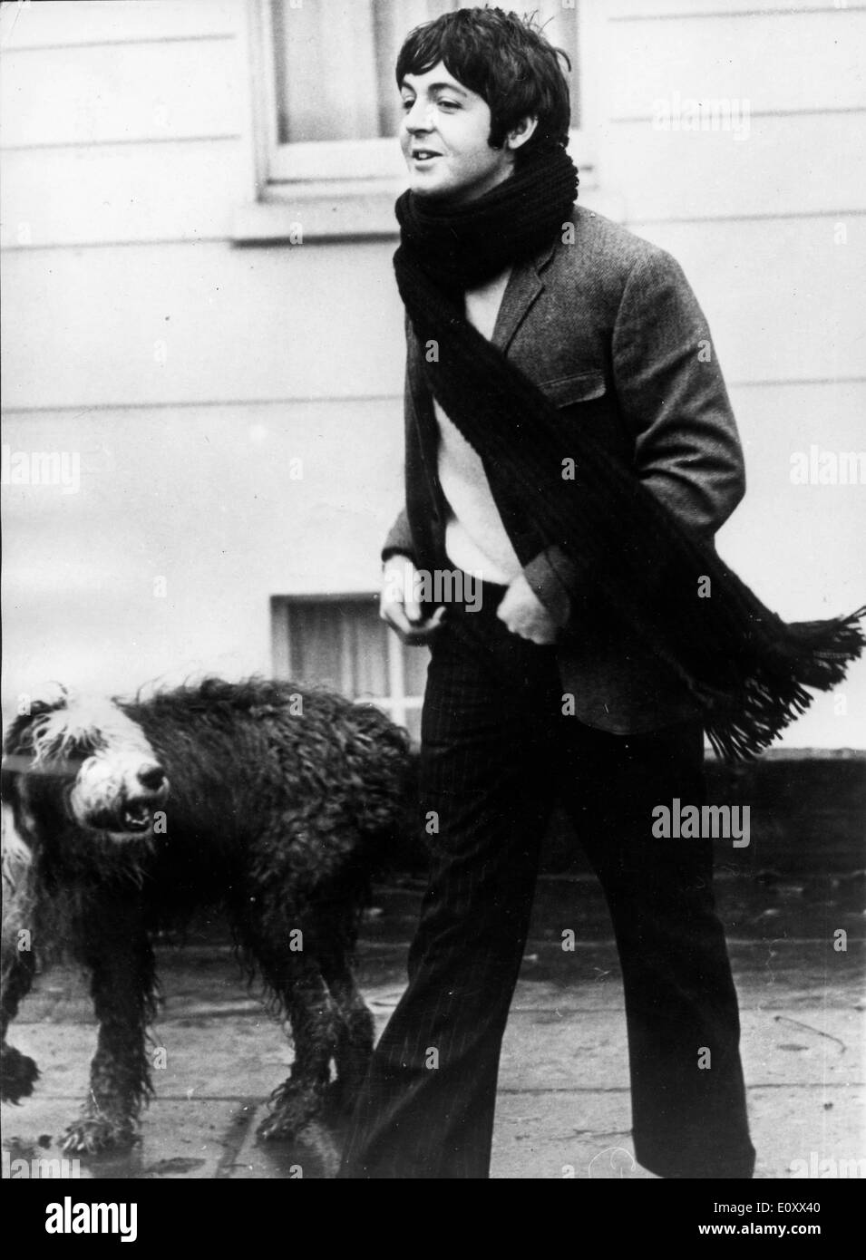 I Beatles Paul McCartney passeggiate con il cane Foto Stock
