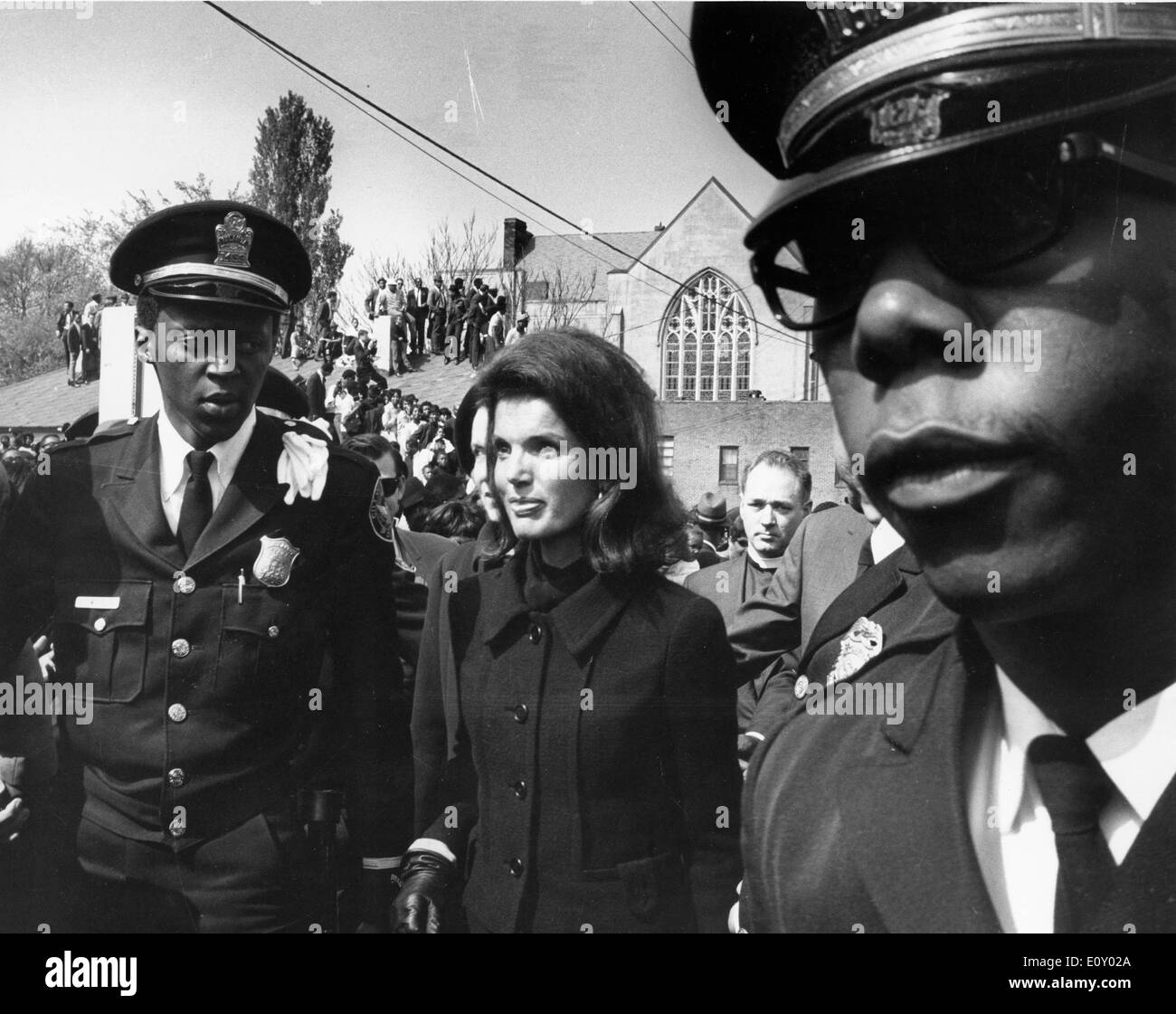 La First Lady Jackie Kennedy Onassis a MLK Jr. funerale Foto Stock