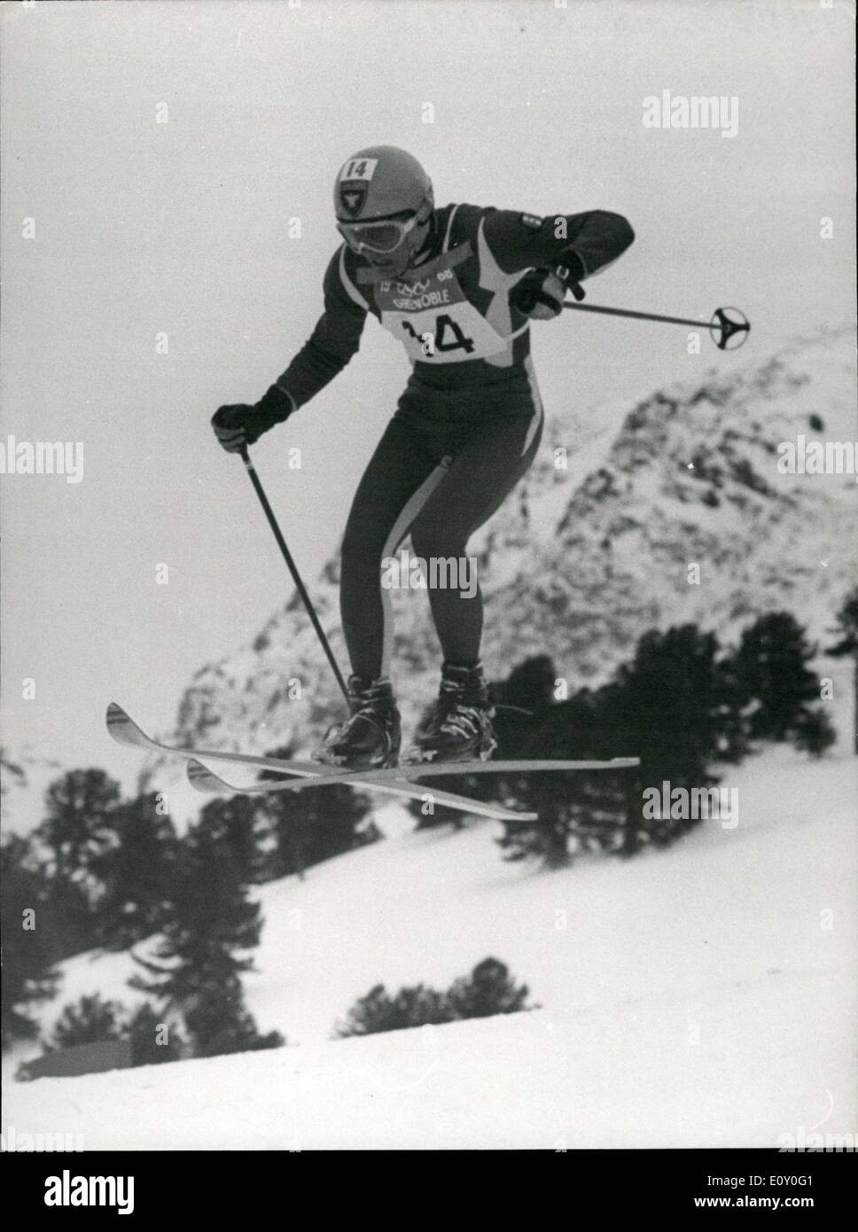 Febbraio 09, 1968 - Jean Claude Killy sci vince la medaglia d'Oro Foto Stock