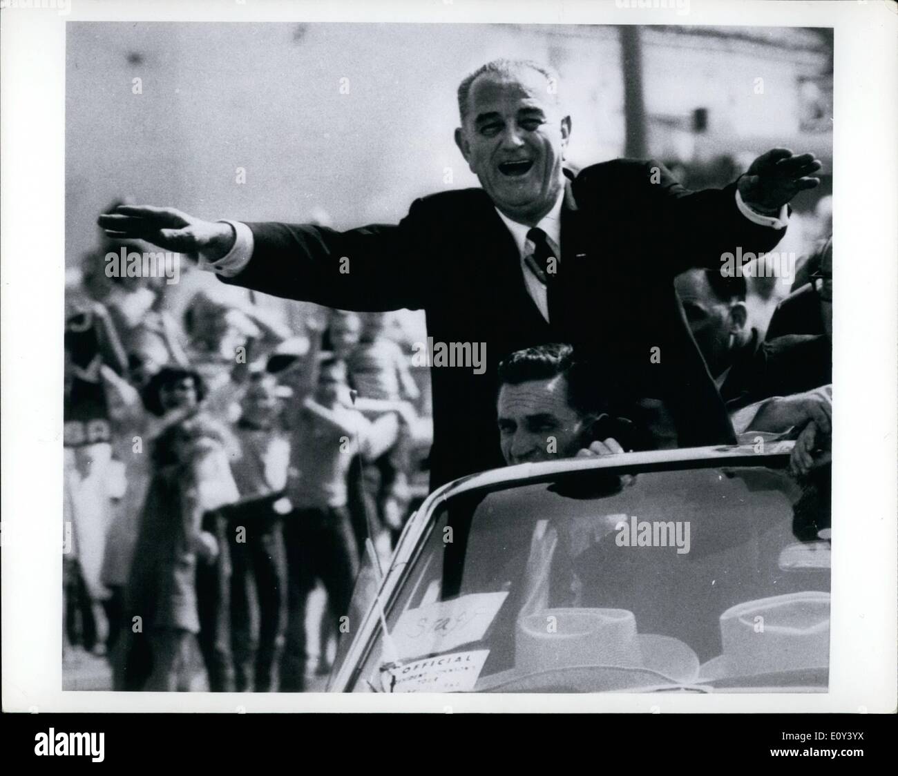 Ottobre 10, 1968 - Campagna personalizzata: nella storica del candidato è la postura è presidente Lyndon B. Johnson, le cui politiche sono centro di 1968 dibattito elettorale. Foto Stock