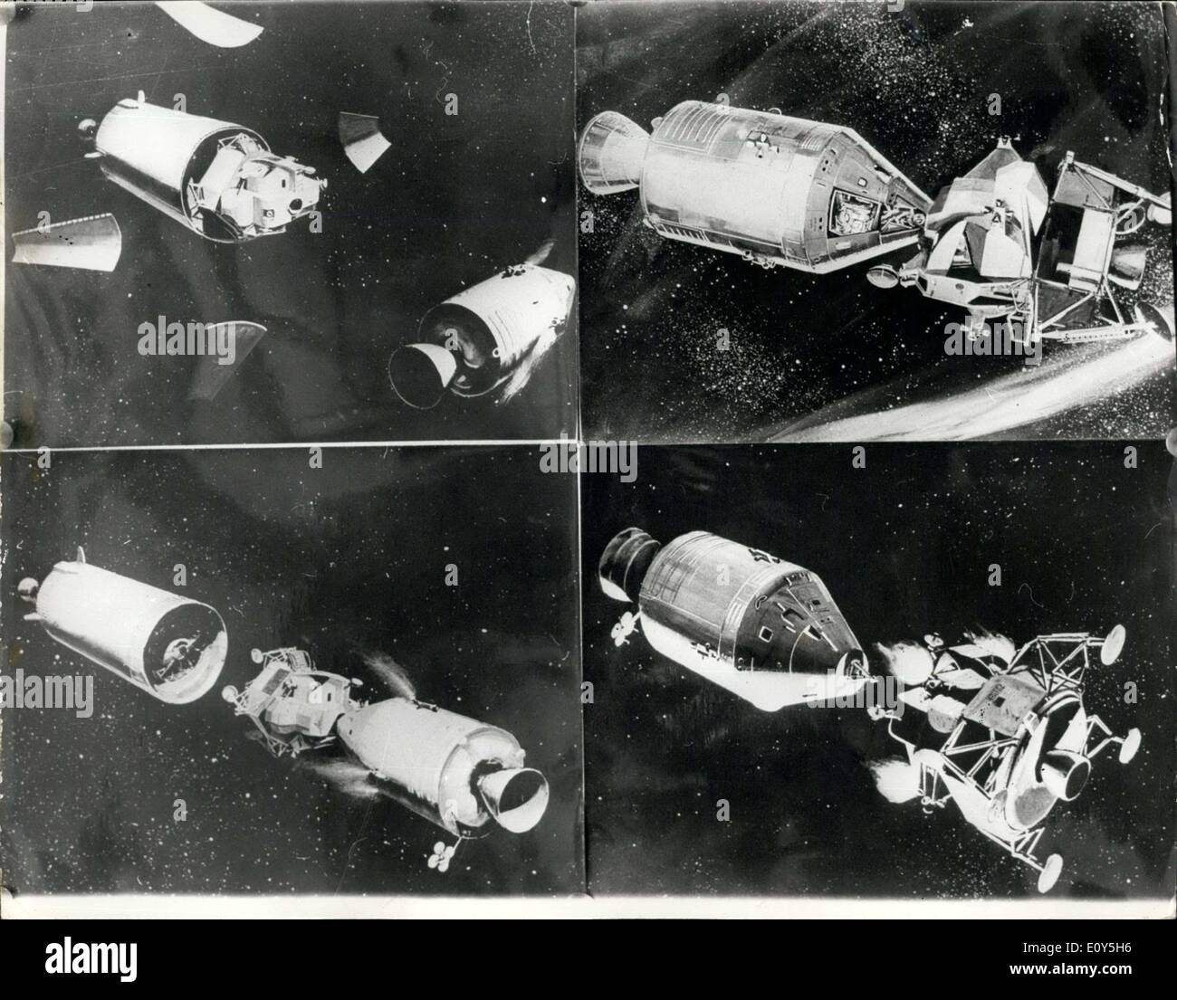 Febbraio 07, 1969 - Apollo 9 sequenza: questo 4 sequenza di immagini mostra come l'Apollo Lunar saranno separati e poi terra i suoi tre uomo Foto Stock