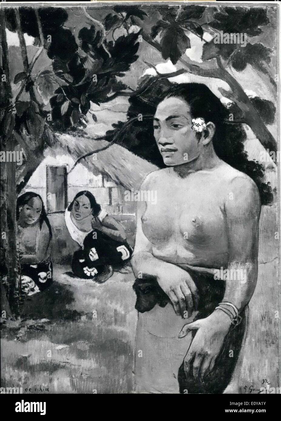 Giugno 18, 1969 - nella foto è un pezzo da Post-Impressionist francese Paul Gauguin intitolato "Wohin gehst du?'' era nella galleria di Stoccarda della sig.ra Elly Koehler. Il pezzo stesso originato in Tahiti in 1892 sotto il nome di ''E Haere oe Ho Hia'' e stato del valore di diversi milioni di DM. Foto Stock