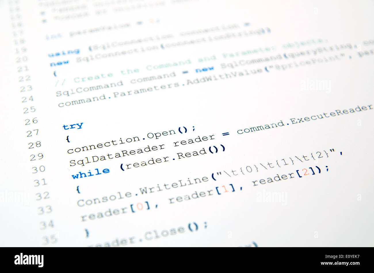 Codice di linguaggio PHP su sfondo bianco Foto Stock