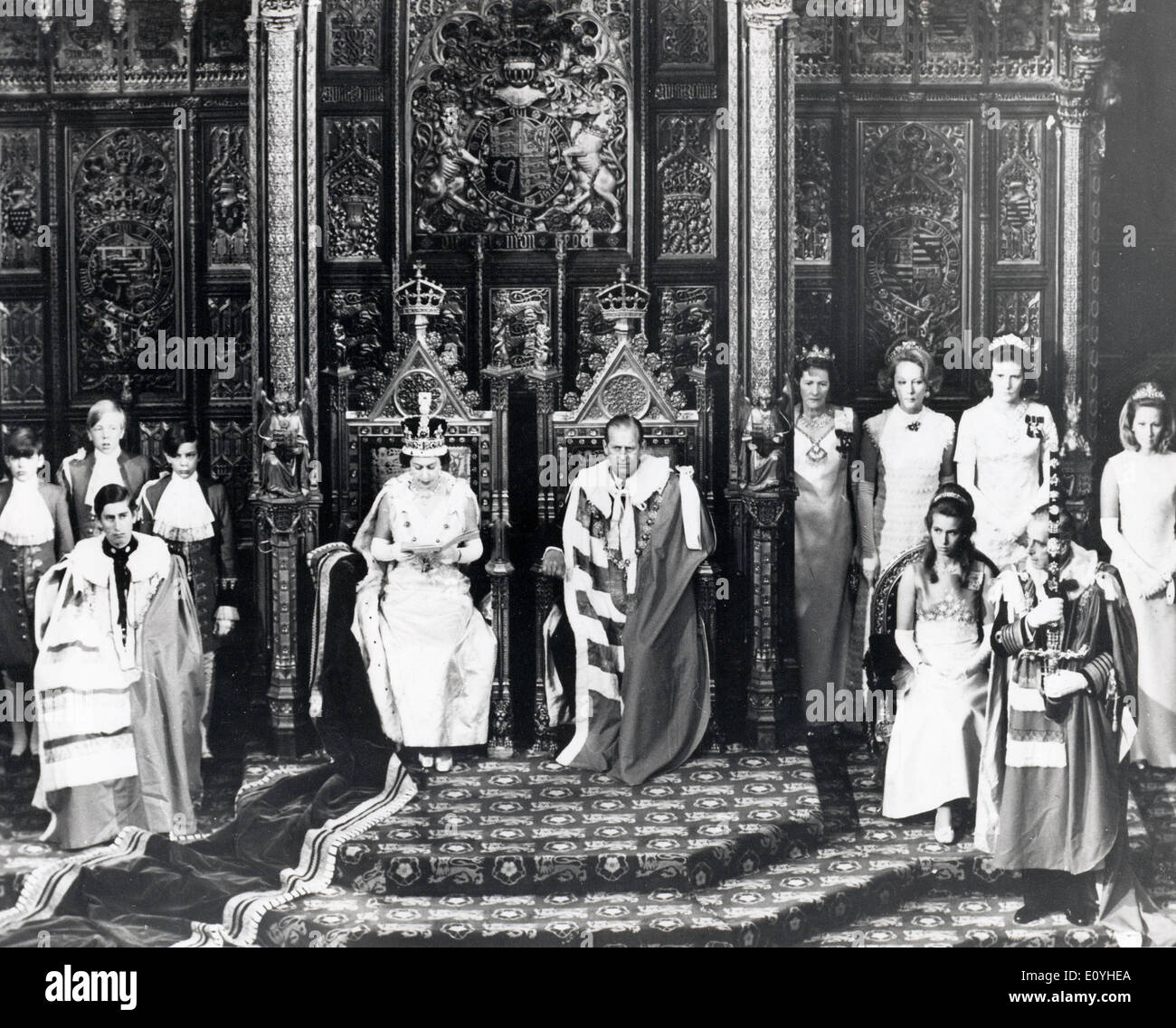 La regina Elisabetta II e del Principe Filippo aprire il parlamento Foto Stock