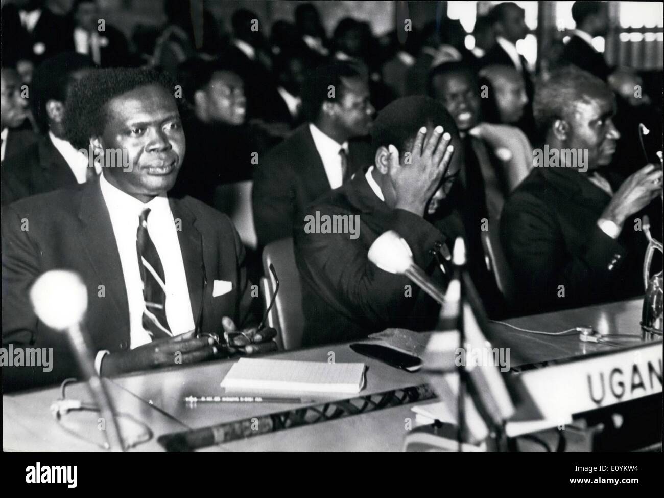 Sett. 09, 1970 - Addis Abeba. Etiopia. Presidente Obote dell Uganda presso l'organizzazione dell'Unità Africana riunione ad Addis Abeba. C Foto Stock