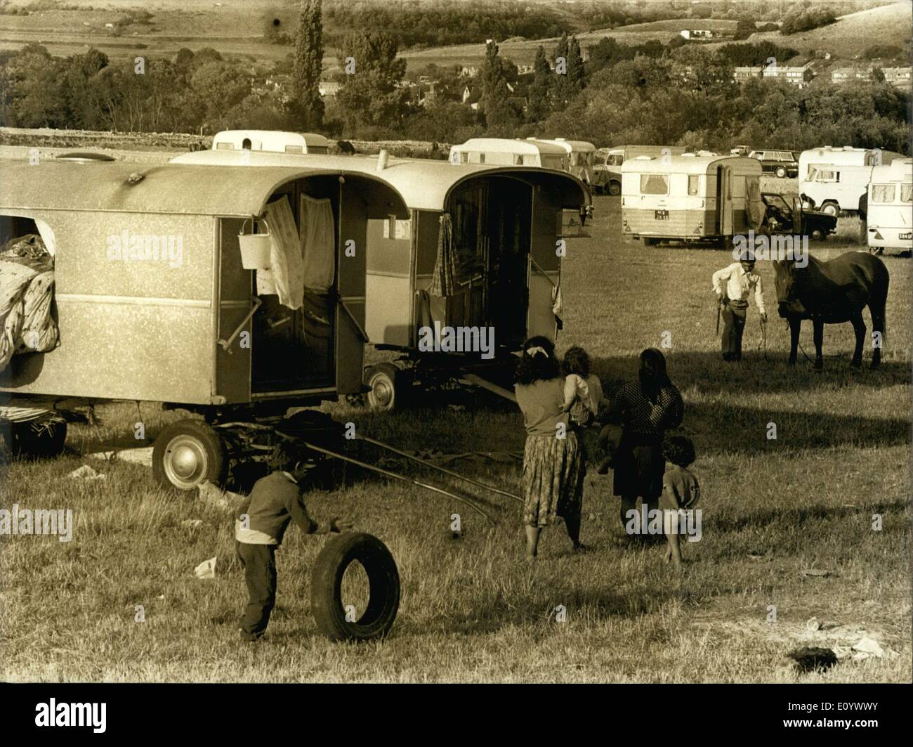 Agosto 09, 1971 - Gypsy Caravan a convenzione evangelica Foto Stock