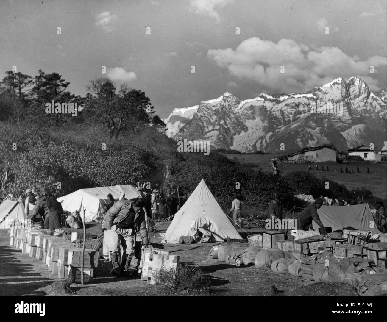 Il monte everest esploratori camping Foto Stock