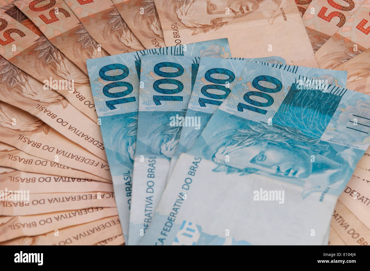Alcuni conti della valuta brasiliana (reale) Foto Stock