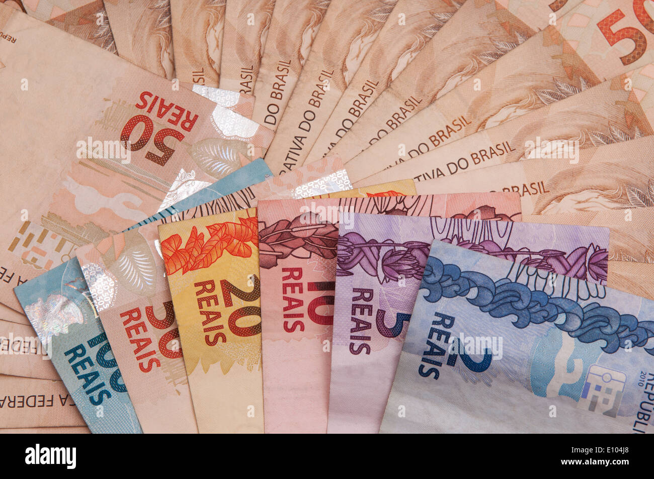 Alcuni conti della valuta brasiliana (reale) Foto Stock