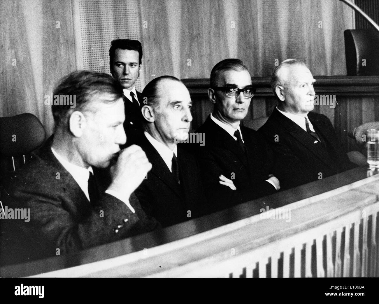 Jan 20, 1970; Monaco di Baviera, Germania; in Monaco di Baviera giuria corte il processo contro quattro ex SS uomini cominciarono, che vengono denunciati per singoli Foto Stock