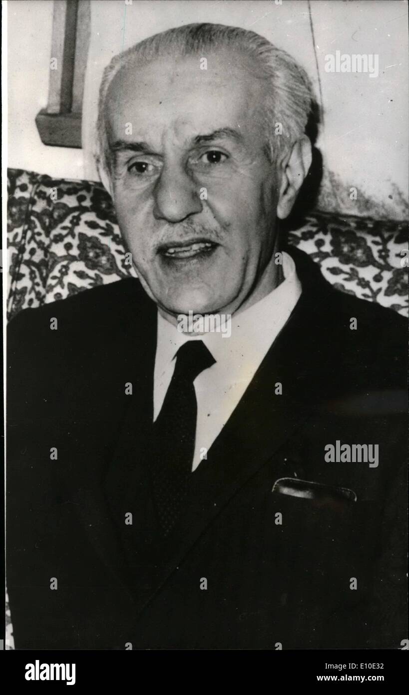 05 maggio 1972 - Il senatore Suat Hayri Urguplu è i nomi come il nuovo primo ministro turco: Presidente Cevdet Sunay ha nominato senatore Suat Hayri Urguplu in Turchia del nuovo Primo Ministro. Egli era un tempo ambasciatore del suo paese a Londra. La foto mostra una nuova immagine della Turchia del primo ministro, il senatore Suat Hayri Urguplu. Foto Stock