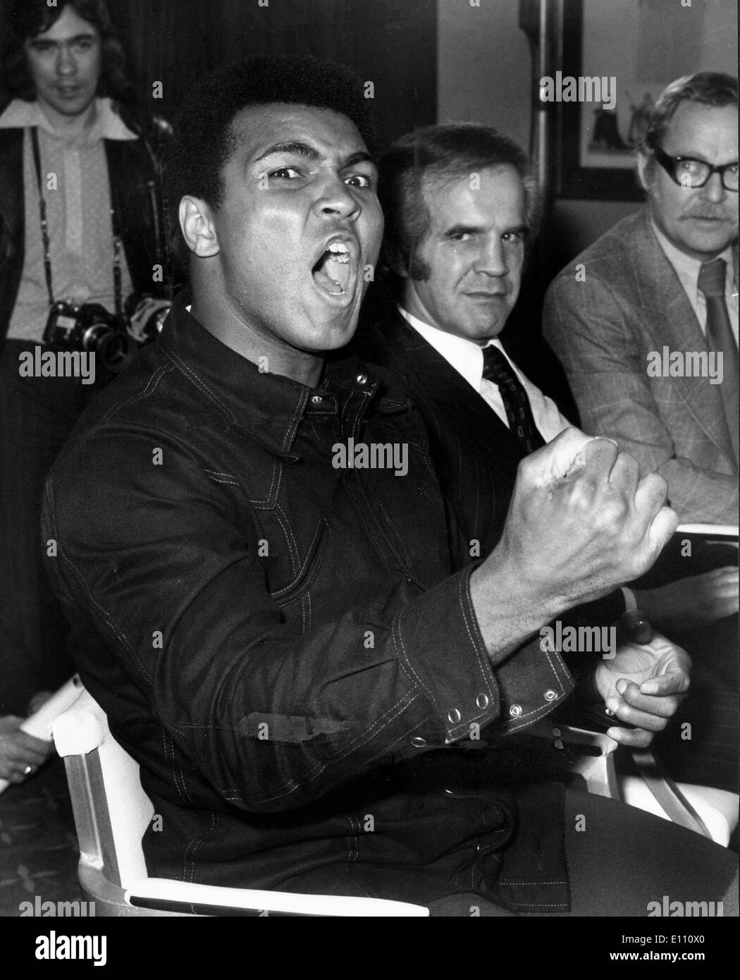 Boxer Muhammad Ali alla conferenza stampa Foto Stock