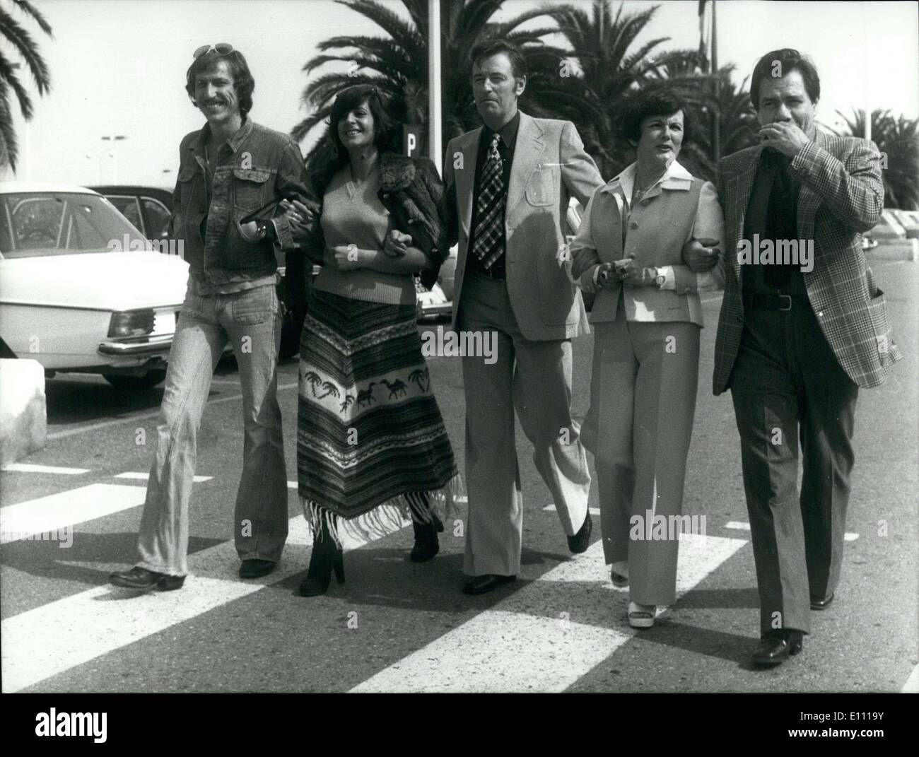 Mar 17, 1975 - Nella foto da sinistra a destra: Stephane Bouy, Simone Allouche (produttore), Louis Velle e sua moglie Frederique Foto Stock