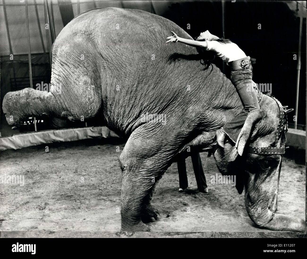 Gen. 10, 1975 - l'Elefante e performer di Cirque d'Hiver Foto Stock