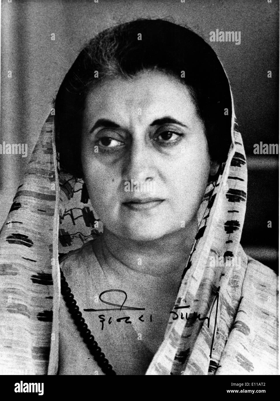 Ritratto del primo ministro Indira Gandhi Foto Stock