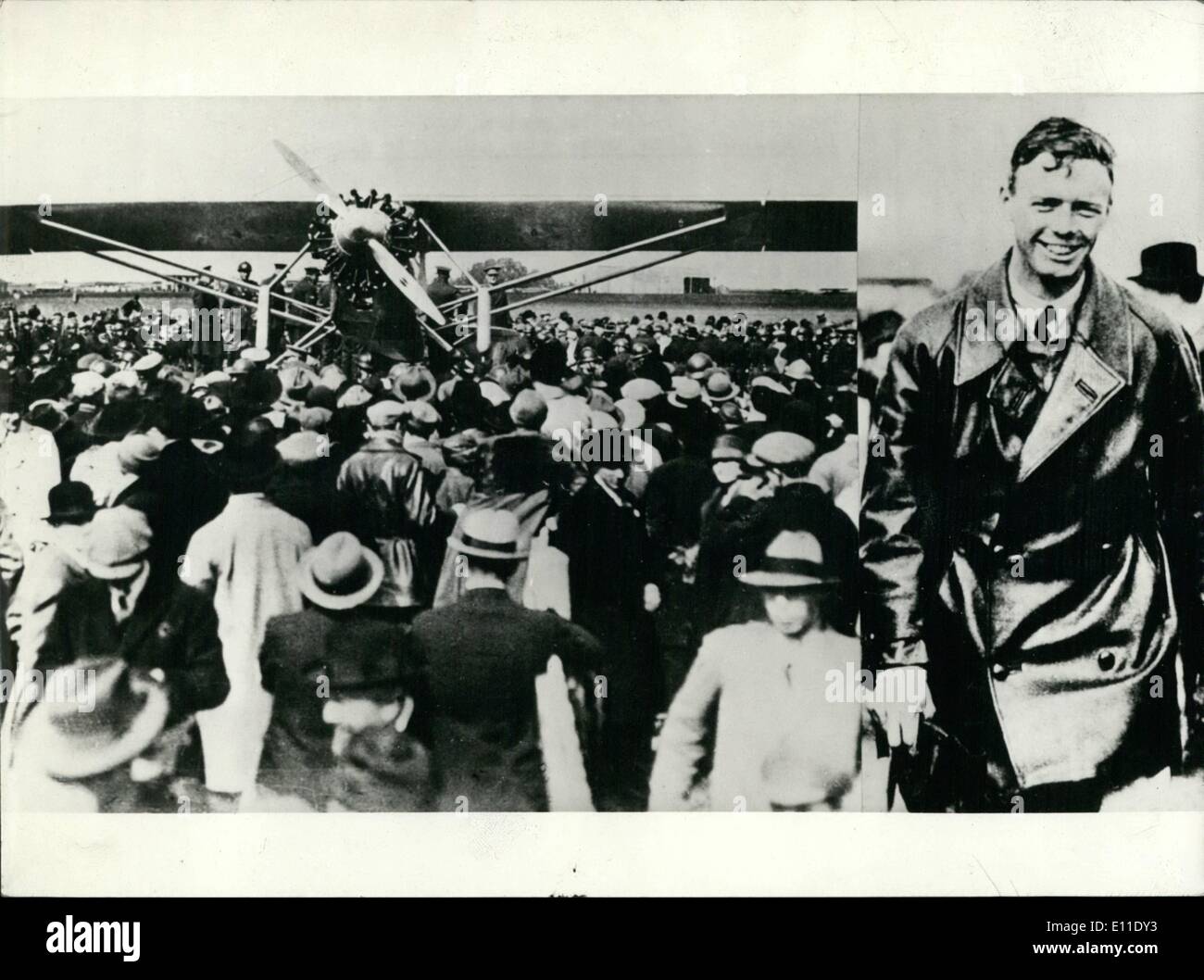 05 maggio 1977 - 50 anni fa Charles Lindbergh è volato oltre oceano Atlantico: è 50 anni fa che l'americano Charles Lindbergh è volato oltre l'Oceano Atlantico con la sua monoposto con motore aereo. A maggio 22/21 battenti 'Sprite di San Louis'' ha coperto la distanza di 6000 km tra New York e Parigi in 33 ore e mezza - un tempo eccezionale in questi giorni. La macchina è stata trasformata per questo scopo particolare al fine di essere in grado di utilizzare il massimo spazio per la conservazione del combustibile Foto Stock
