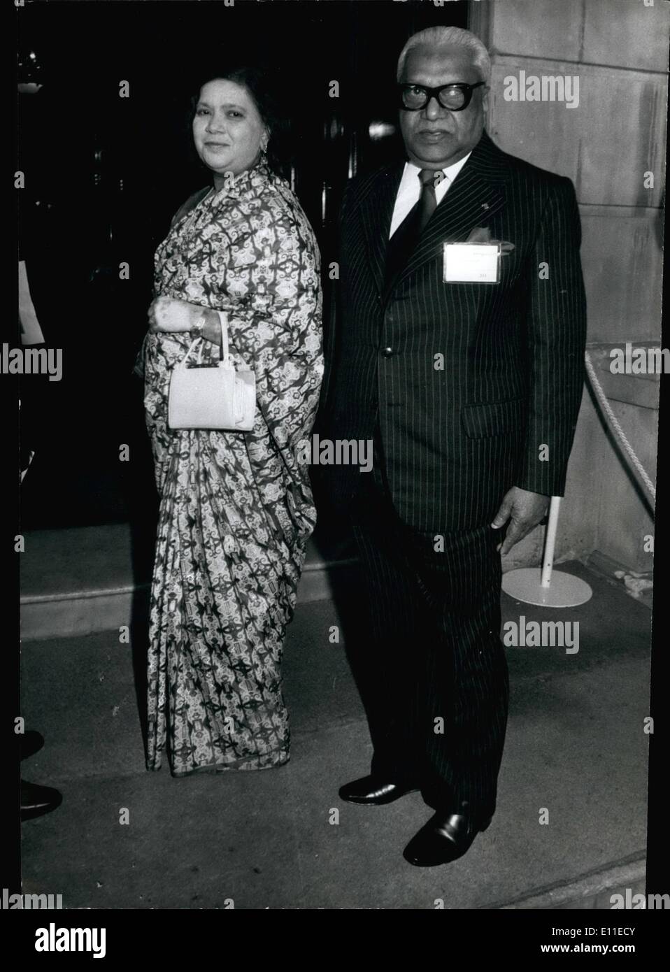 Giugno 06, 1977 - CONFERENZA DEL COMMONWEALTH APRE A LONDRA i leader di 35 paesi si sono incontrati a Lancaster House di Londra oggi all'inizio della Conferenza del Commonwealth. La foto mostra il primo ministro della Repubblica di Maurizio Dr Rt Hon Sir Seewoosagur Ramgoolam visto arrivare per la conferenza. Foto Stock