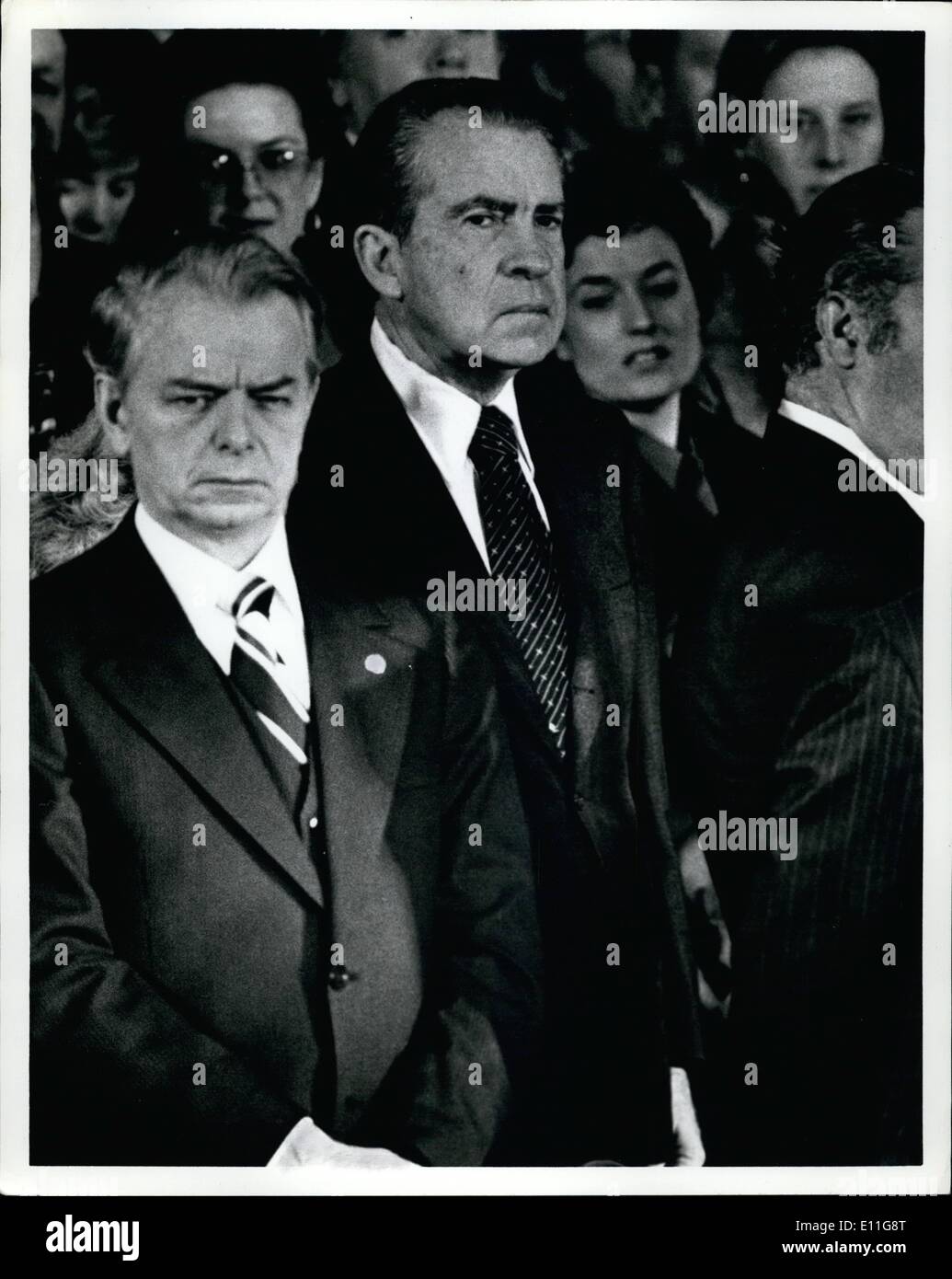 Gen 01, 1978 - Robert C. Byrd, Dem. West Virginia il leader della maggioranza del Senato. Richard M. Nixon a Hubert Humphrey i funerali del Capitol Rotund, Washington D.C. Foto Stock