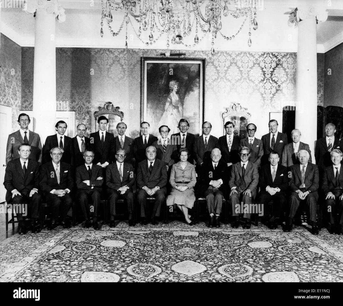 Il Primo Ministro Margaret Thatcher e il cabinet Foto Stock