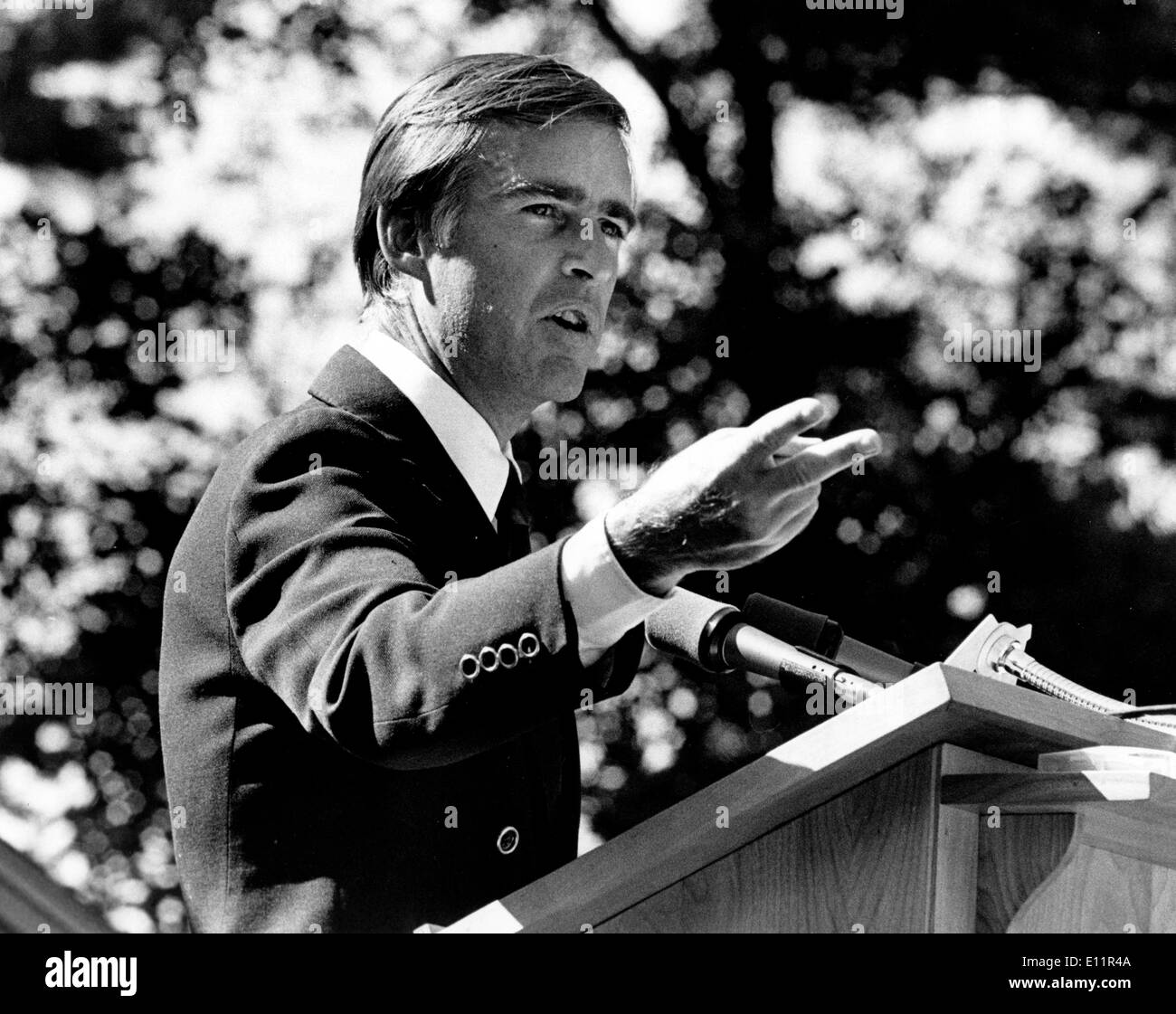 Sep 09, 1979; Concord, NH, STATI UNITI D'AMERICA; EDMUND 'JERRY' Brown, ex governatore della California, durante una visita a New Hampshire nel 1979. Foto Stock