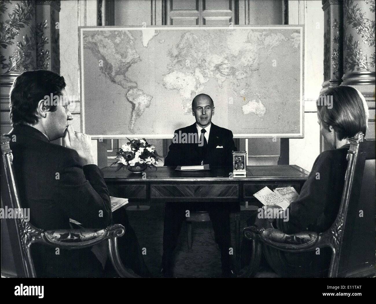 27 febbraio 1980 - Il Presidente definita la posizione della Francia in materia di affari esteri durante i 50 minuti di programma TV e discusso l'invasione sovietica dell'Afghanistan in particolare. Lo spettacolo è stato registrato presso l'Elysee Palace. Foto Stock