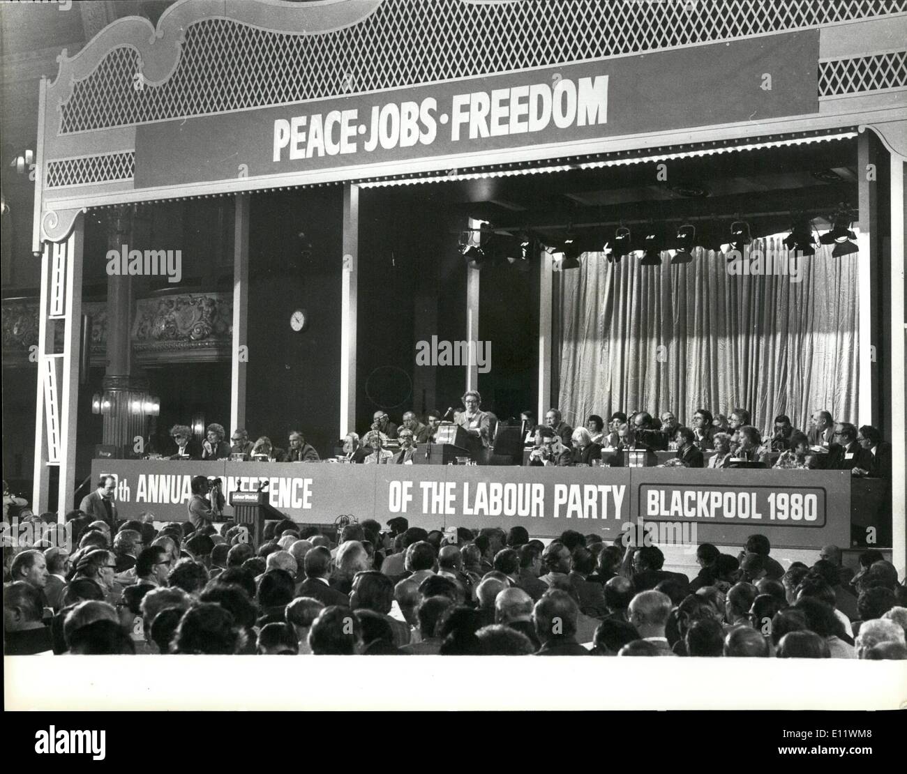 Sett. 09, 1980 - Labour Party Conference a Blackpool: Foto mostra una vista generale durante la sessione di apertura della conferenza a Blackpool ieri. Foto Stock