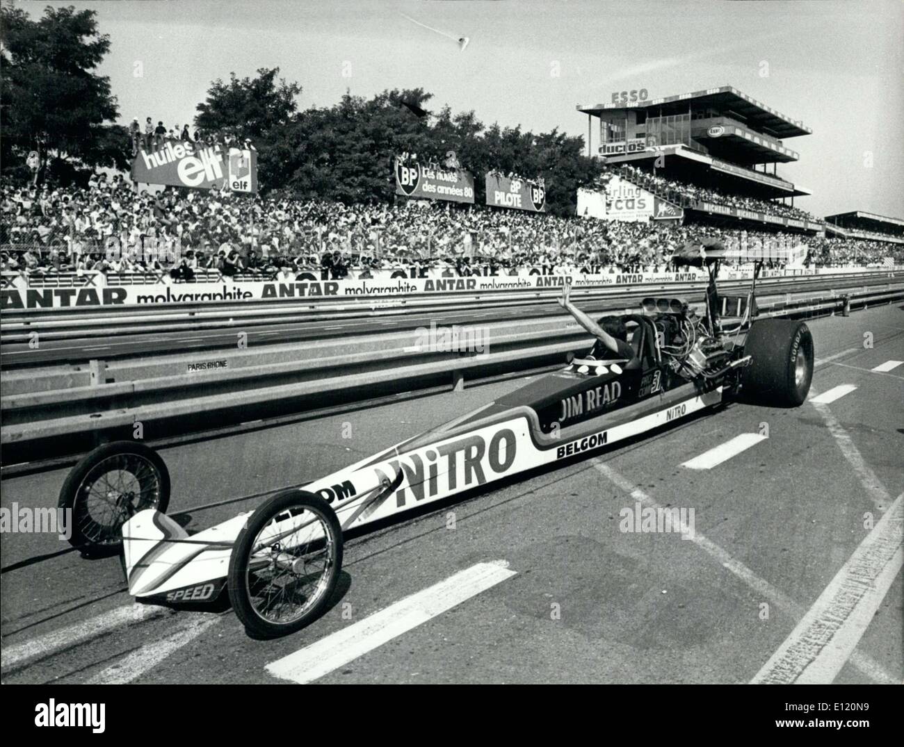 Sett. 07, 1981 - Jim leggere vince la 24 Ore di Le Mans Drag Race Foto Stock