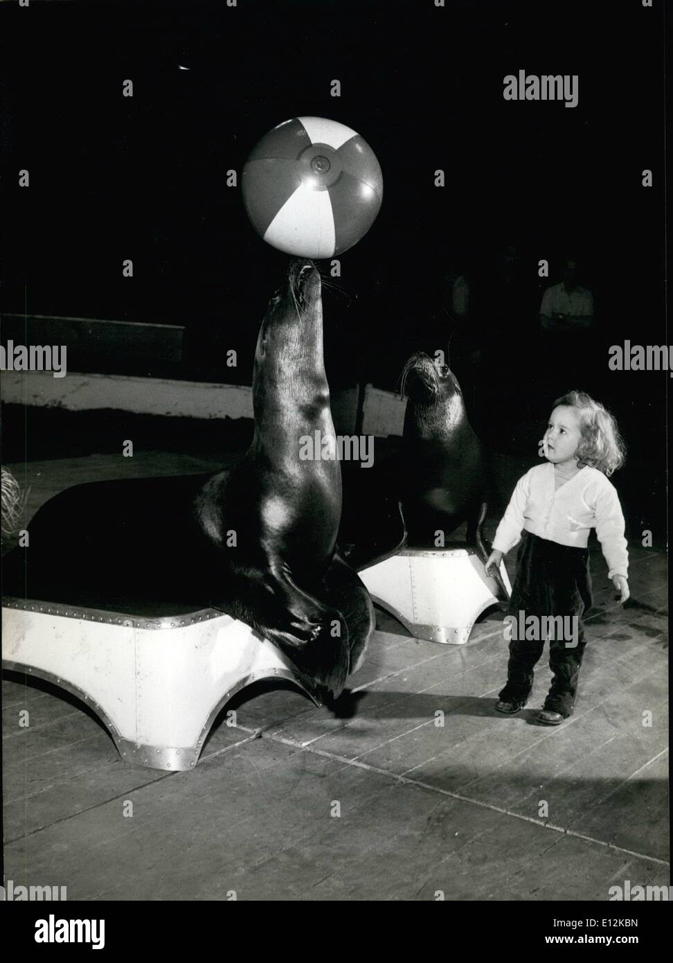 24 febbraio 2012 - Beh, questo è più di quanto posso fare,'' dice Little Bertha mentre guardava Roland equilibrando una palla sul naso sy per passare a Leo che poi lo equilibrerà sul suo Foto Stock