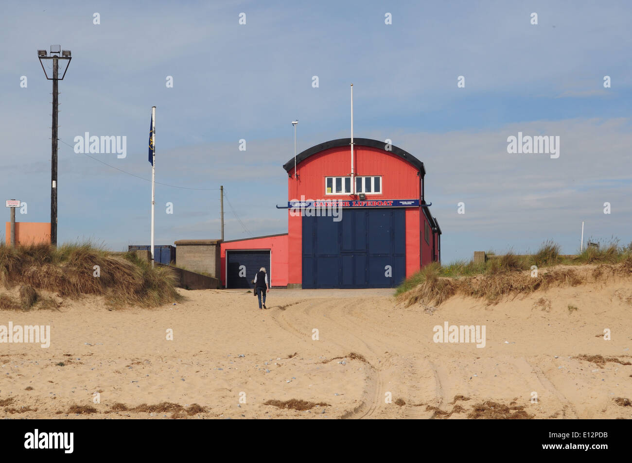 La scialuppa di salvataggio casa a Caister, a nord-est di Norfolk. Foto Stock