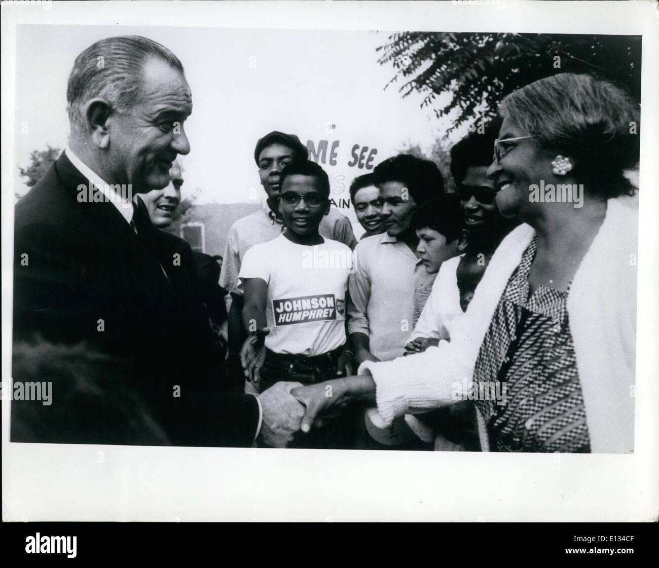 Febbraio 26, 2012 - L'approccio personale è stato impiegato abbondantemente nel 1964 da Lyndon B. Johnson, calorosamente la comunicazione con gli elettori nella sua nativa in Texas. Foto Stock