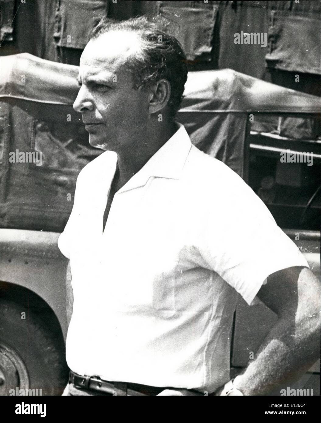 Febbraio 28, 2012 - Col Schramme. leader dei mercenari, prese a mercenari campo di detenzione a Kimembe, Ruanda, Aprile 1968 Foto Stock