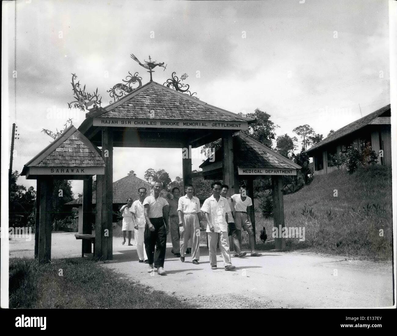 Febbraio 29, 2012 - l'entrata dell'insediamento, 13 miglia da Kuching, il aptial di Sarawak. All'interno, l'insediamento è ben strutturato e ogni detenuto ha una camera separata in una capanna. I premi vengono assegnati per il meglio conservato capanna. I giardini sono ben curati. Foto Stock