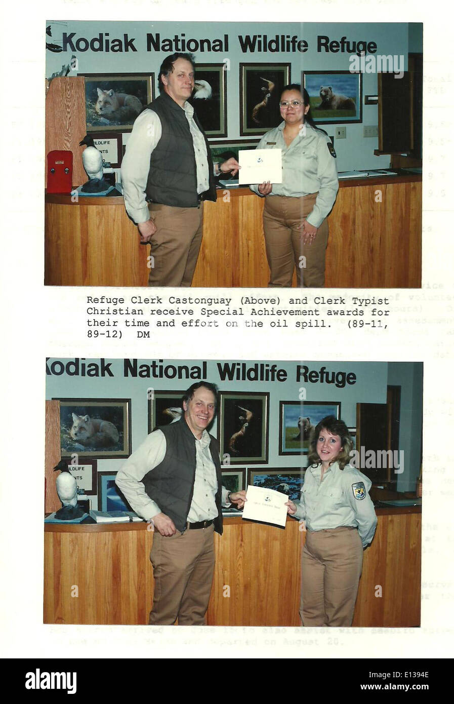 I premi Castonguay e Christian sono stati presentati nel 1989, riconoscendo i contributi eccezionali alla conservazione della fauna selvatica. Questo evento, tenutosi presso il Kodiak National Wildlife Refuge, ha evidenziato risultati significativi in materia di protezione ambientale in Alaska. Foto Stock