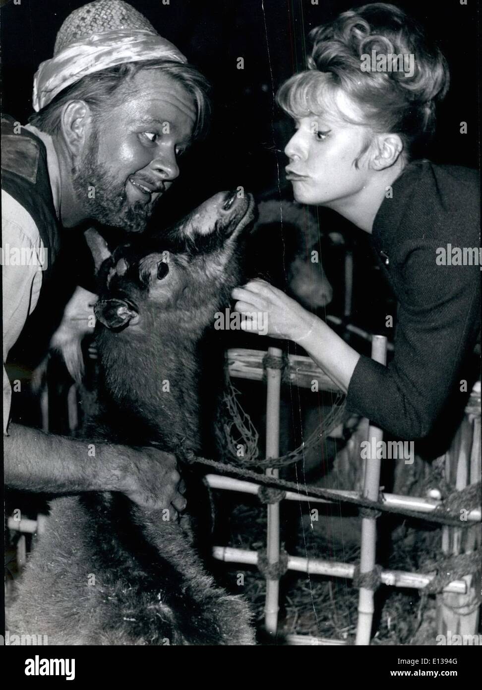Febbraio 29, 2012 - essendo un partner di Heidi Brühl. è molto affascinante, anche per questa capra che è un partner della stella tedesca nel film Captain Sinbad che è l'immagine più costoso mai realizzato in Germania. È una co-produzione del re fratelli da Hollywood e la Bavaria compagnia di Monaco di Baviera e viene girato a Monaco di Baviera per il momento a un costo di 12 milioni DMarks. Prima che i lavori iniziati Heidi Bruhl visitato il suo partner in studio. OPS: James Dobson ha lasciato con Heidi Brühl e la capra. Keystone foto, 24-2-62 Foto Stock
