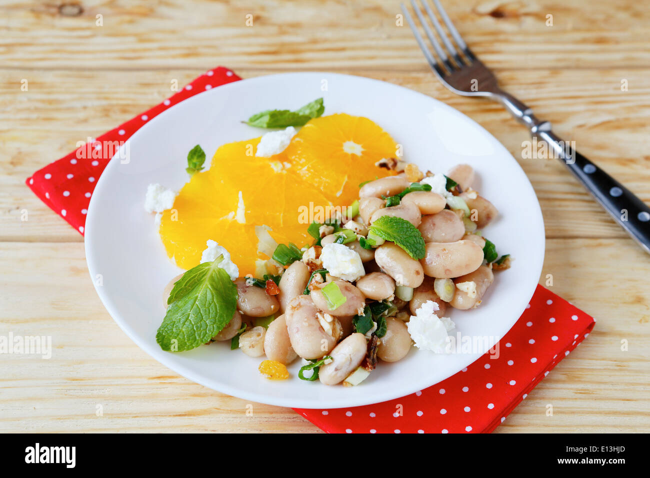 Inverno con insalata di fagioli, cibo closeup Foto Stock