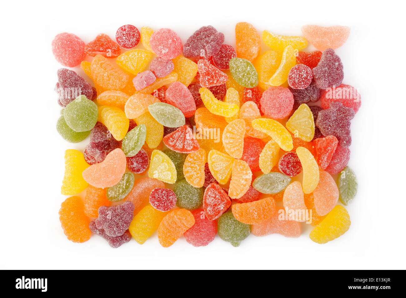 Gelatina colorata candy su sfondo bianco Foto Stock