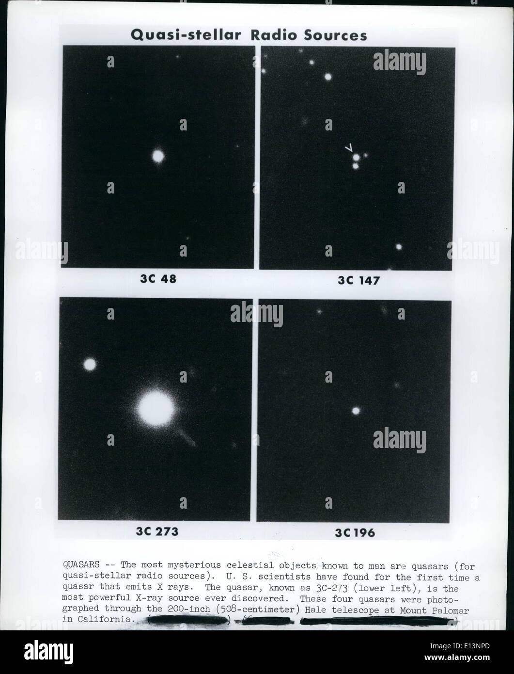 Mar 22, 2012 - Quasars - i più misteriosi oggetti celesti noti all'uomo sono quasars per quasi-stellar sorgenti radio . Stati Uniti Foto Stock