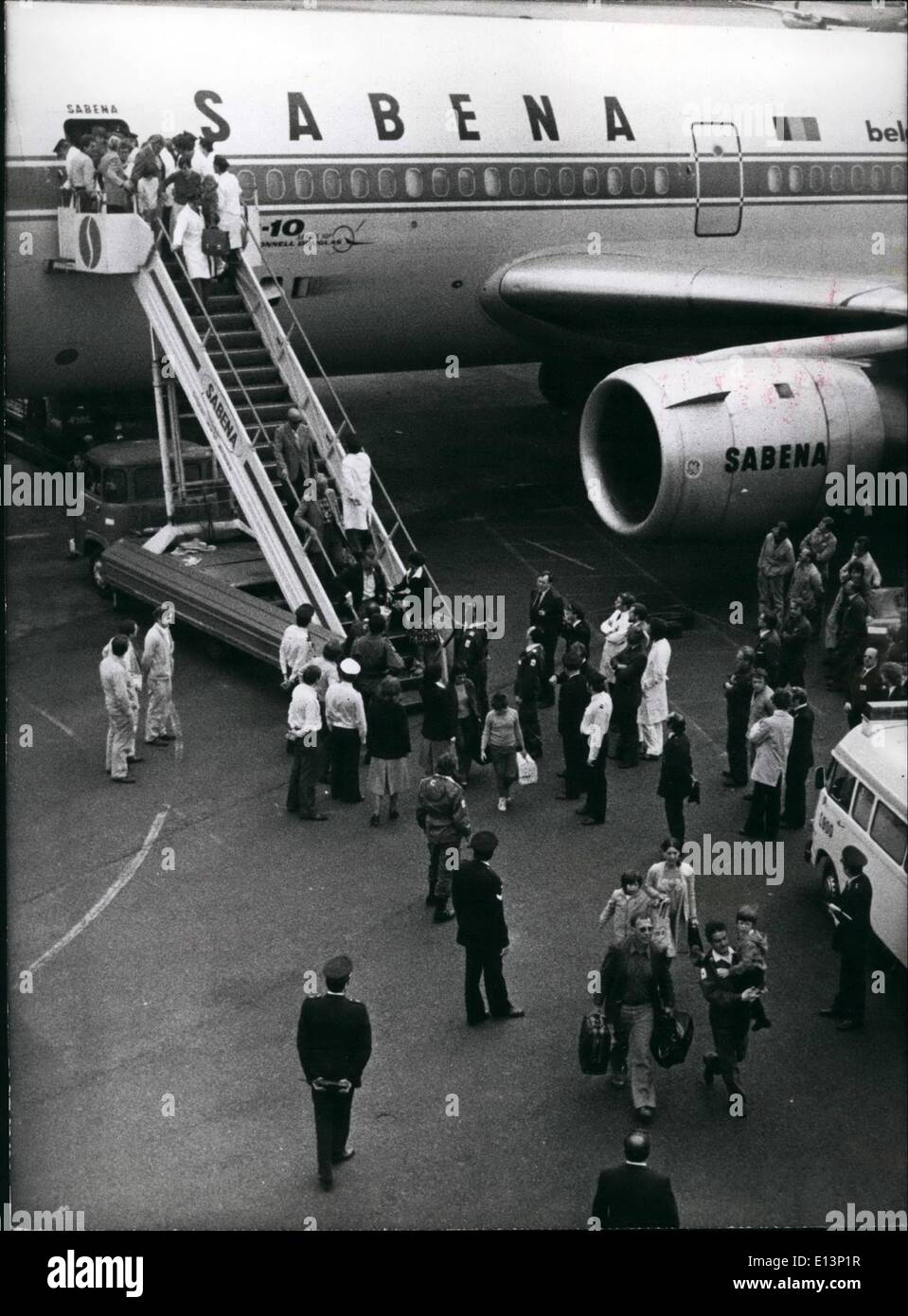Mar 22, 2012 - rifugiati da Kolwezi arrivare a Bruxelles Foto Stock