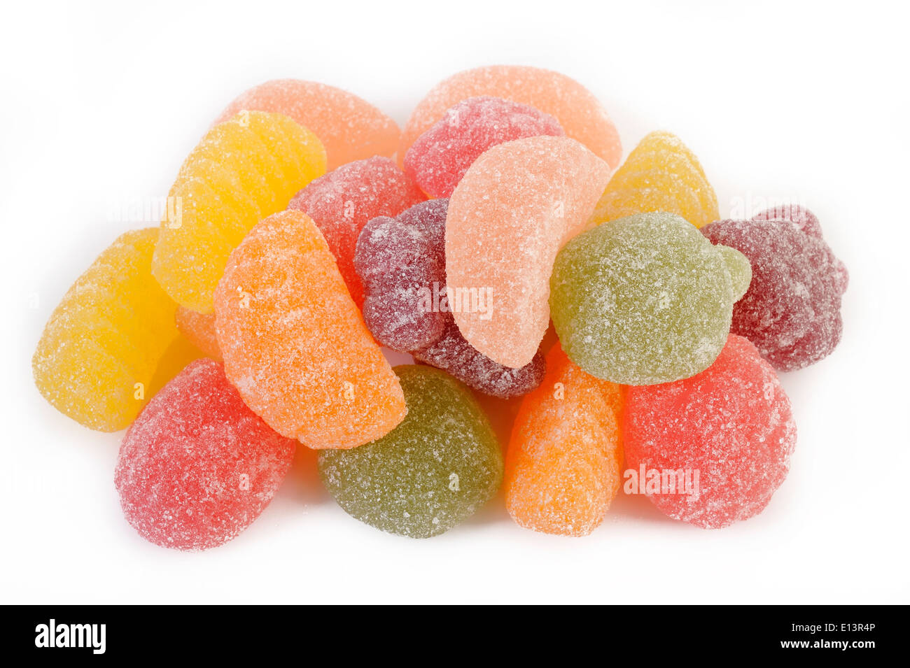 Gelatina colorata candy isolati su sfondo bianco Foto Stock